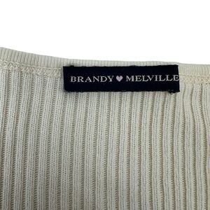 Brandy Melville Ivory Ribbed Scoop Neck Short Sleeve Jersey Top